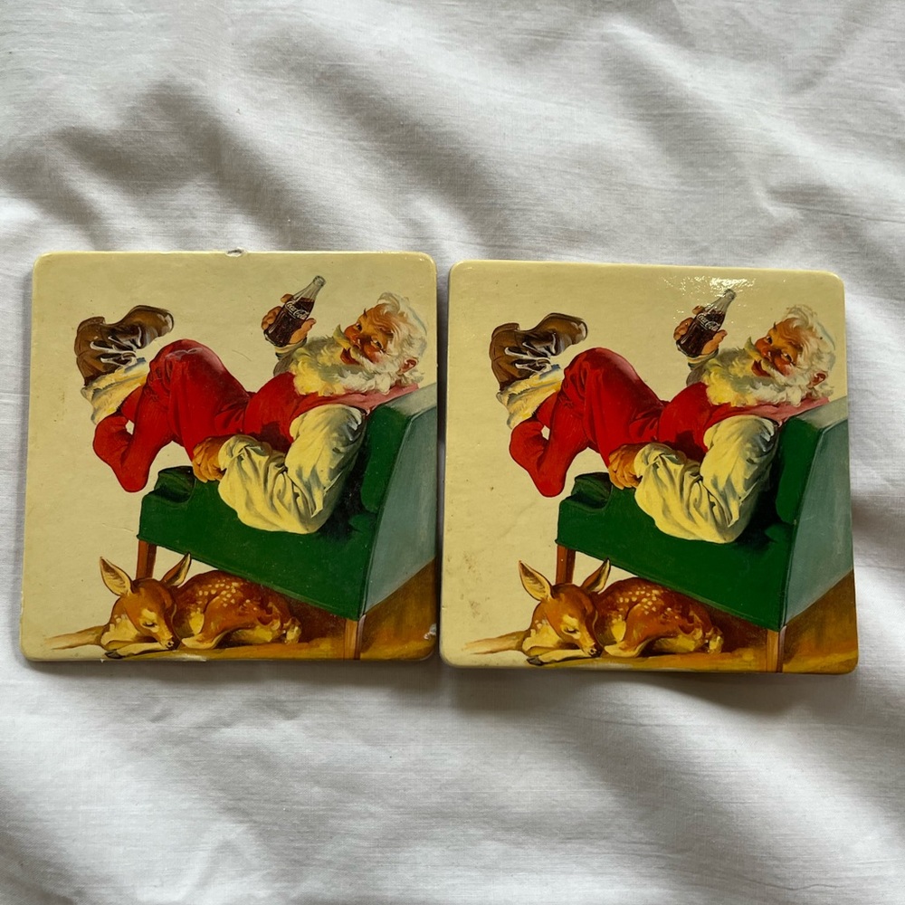 Original Coca Cola Santa drink coasters